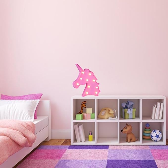 Unicorn LED Night Lamp Decorative Marquee Signs Battery Operated Light for Party Supplies -Wall Decoration for Living Room,Bedroom(Pink Unicorn Head) - LeafyLoom