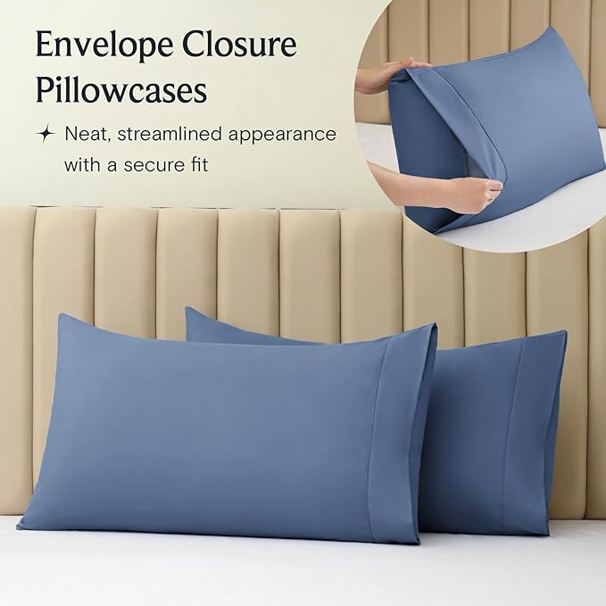 LuxClub 6 PC California King Sheet Set, Breathable Luxury Bed Sheets, Deep Pockets 18" Wrinkle Free Cooling Sheets Machine Washable Hotel Bedding Silky Soft - Oxford Cal King - LeafyLoom