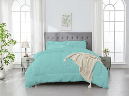 3 Piece Solid Color All Season Bedding Comforter Set Microfiber Soft Lightweight Bedding Set for Kids Teens Adults Room Decor with 1 Comforter and 2 Pillowcases King - LeafyLoom