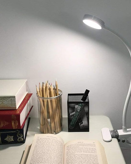 Desk lamp, LED Reading Light, Dimmable Clamp Lamp for Bed Headboard, Bedroom, Office, 3 Modes & 9 Dimming Levels, Flexible Clip Desk Lamp - LeafyLoom