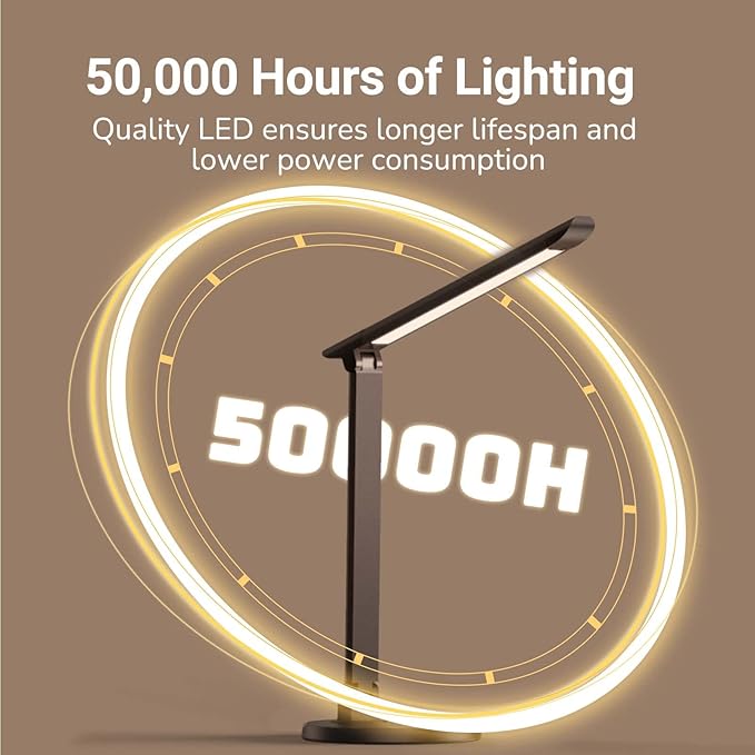 LED Desk Lamp, Eye-Caring Table Lamp with USB Charging Port, 35 Lighting Modes, Touch/Memory Function, Dimmable Reading Lamp Task Lamp Desk Lamps for Home Office (Black) - LeafyLoom