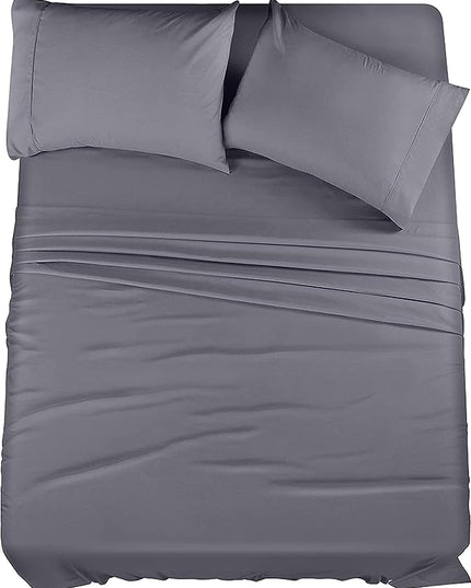Utopia Bedding King Bed Sheets Set - 4 Piece Bedding - Brushed Microfiber - Shrinkage and Fade Resistant - Easy Care (King, Grey) - LeafyLoom