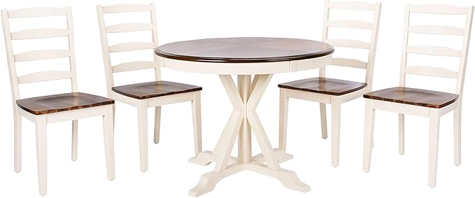 Safavieh Home Collection Shay White and Natural 5-piece Dining Set - LeafyLoom