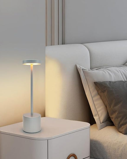 2 Pack Cordless Table Lamp Rechargeable 5000mAh Battery Operated Portable LED Desk Lamp 3 Color Temperature Stepless Dimming for Bedroom Restaurant Coffee Shop Party (White) - LeafyLoom