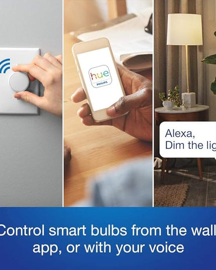 Lutron Aurora Smart Bulb Dimmer Switch with Screwdriver | for Philips Hue Smart Bulbs | Z3-1BRL-WH-L0-A | White Lutron