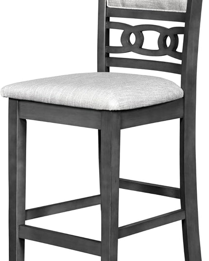 New Classic Furniture Gia Counter Dining Chair (Set of Four), Light Gray Fabric Upholstered Seat & Back Rest, Gray - LeafyLoom