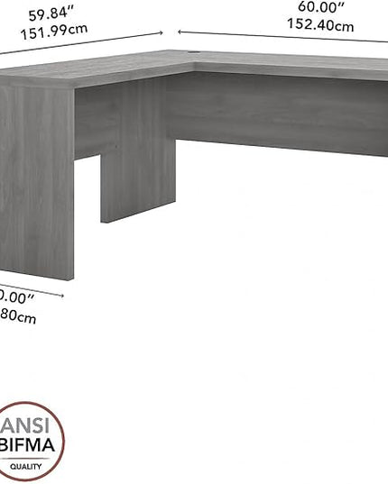 Bush Business Furniture Echo L Shape Desk with Wire Management | Corner Computer Table with Quick-to-Assemble Hardware | Home Office Credenza, 60W, Modern Gray - LeafyLoom