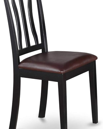 East West Furniture SUAN5-BCH-LC 5 Piece Kitchen Table Set Includes a Round Dining Room Table with Dropleaf & Shelves and 4 Faux Leather Upholstered Chairs, 42x42 Inch, Black & Cherry - LeafyLoom