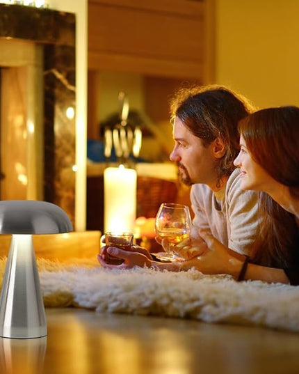 Portable Metal Desk Lamp,3-Color Touch Control, Rechargeable Battery - Ideal Bedside Lamp for Bedroom Nightstand - LeafyLoom
