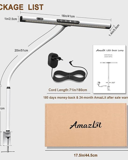 Desk Lamp for Home Office, Desk Light with Clamp, Office Lamp with Remote & Gesture Sensing, Monitor Light Bar, Adjustable Color Temperature & Brightness, 12W - LeafyLoom