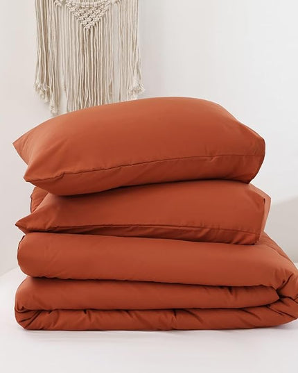 ROSGONIA California King Comforter Set Burnt Orange,3pcs(1 Boho Terracotta Cal King Comforter & 2 Pillowcases),All Season Rust Blanket Quilt Oversized - LeafyLoom