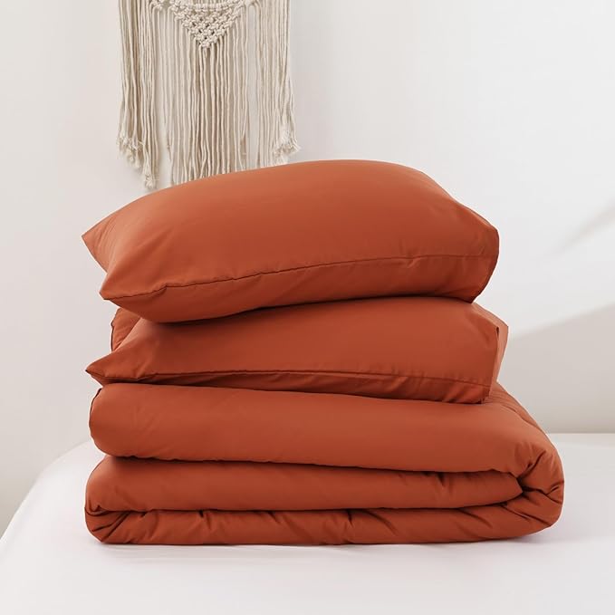 ROSGONIA California King Comforter Set Burnt Orange,3pcs(1 Boho Terracotta Cal King Comforter & 2 Pillowcases),All Season Rust Blanket Quilt Oversized - LeafyLoom