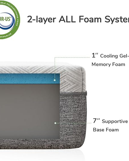 Novilla Mattress Twin XL, 8-Inch Gel Memory Foam Mattress for Pressure Relief, Enhanced Support & Plush Comfort, Twin XL Mattress in a Box, Bliss - LeafyLoom