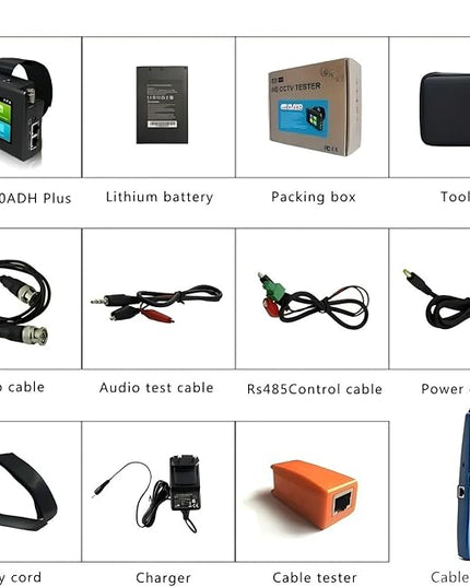 EVERSECU 5 in 1 CCTV Tester with Cable Tracer Support Up to 4K IP Camera & 8mp Megapixel AHD, TVI, CVI & CVBS Analog Camera, Security Video Monitor with 4" Touch Screen, POE Out, WiFi Test, PTZ Test EVERSECU