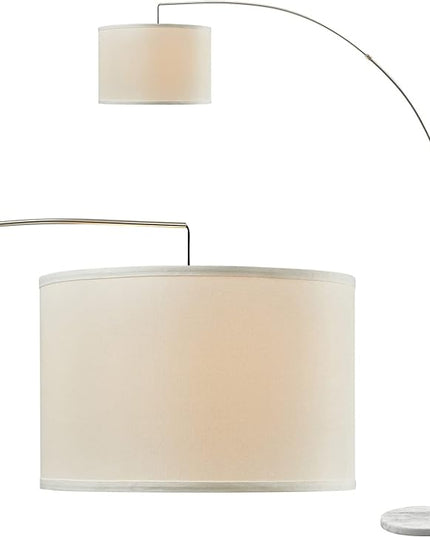 Oneach Modern Arc Floor Lamp for Living Room Arching Hanging Lamp Shade Over The Couch for Reading Bedroom Office Brushed Steel Arch Standing Floor Light Silver - LeafyLoom