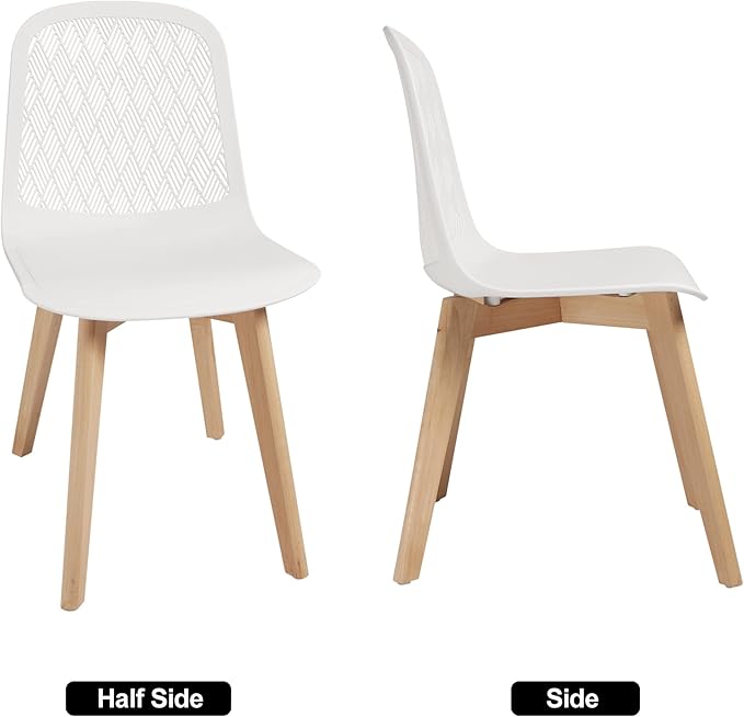 Armless Modern Chairs with Wood Legs for Living, Bedroom, Kitchen,Dining,Lounge Waiting Room, Restaurants, Cafes, Set of 2… - LeafyLoom