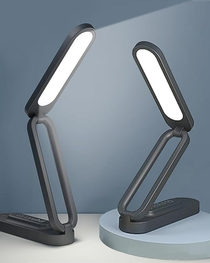 LED Desk Lamp for Office Home & Battery Operated Lamp Rechargeable Lamp Foldable & Portable Light, LED Desk Light Strip, 3 Brightness Dimmable Small Desk Lamp Reading Lamp (Black (2PACK)) - LeafyLoom
