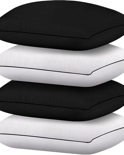 HIMOON Bed Pillows for Sleeping 4 pack,Queen Size Cooling Pillows Set of 4,Top-end Microfiber Cover for Side Stomach Back Sleepers(Mixed color) - LeafyLoom
