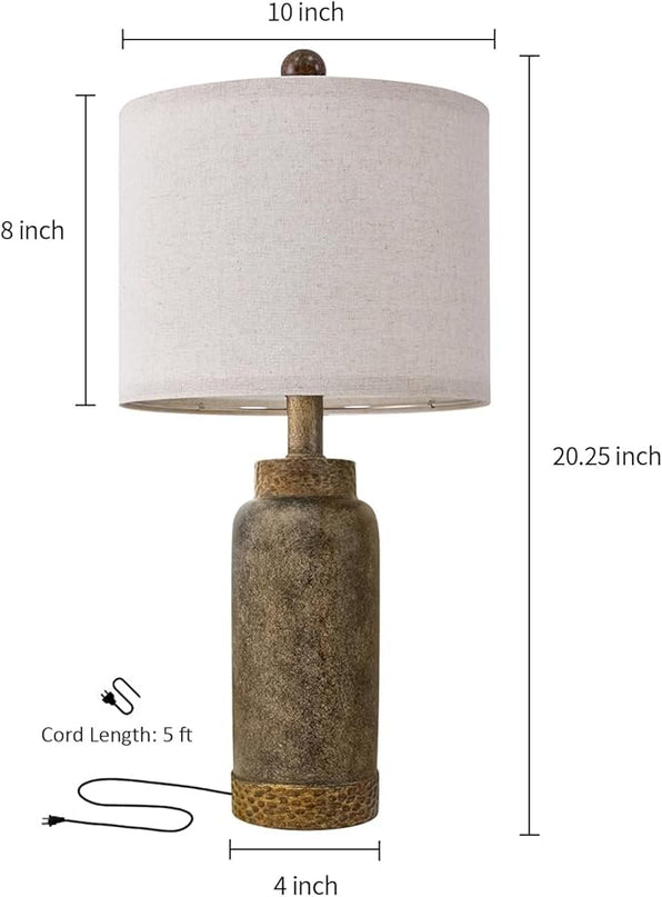 Table Lamp for Bedroom Living Room 20.25" Farmhouse Rustic Vintage Small Lamps Bedside Nightstand Light Home Office Desk Retro Mysterious East Style Deco (Antique Black) - LeafyLoom