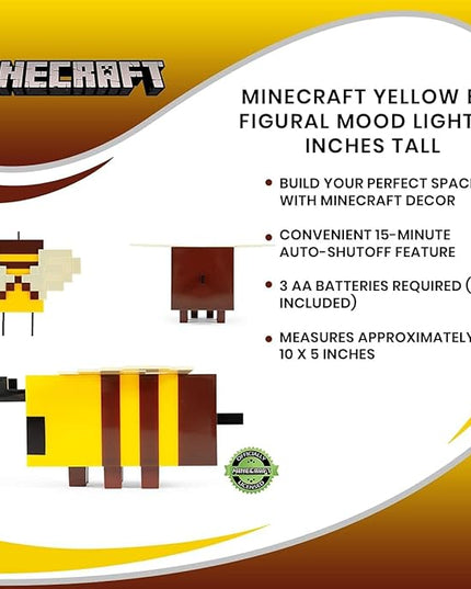 Minecraft Yellow Bee Figural Mood Light | 5 Inches Tall - LeafyLoom