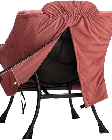 HollyHOME Modern Fabric Large Lazy Chair, Accent Oversized Comfy Reading Chair, Thick Padded Cozy Lounge Chair with Armrest, Steel Frame Leisure Sofa Chair for Living Room, Bedroom, Dorm, Dusty Rose - LeafyLoom