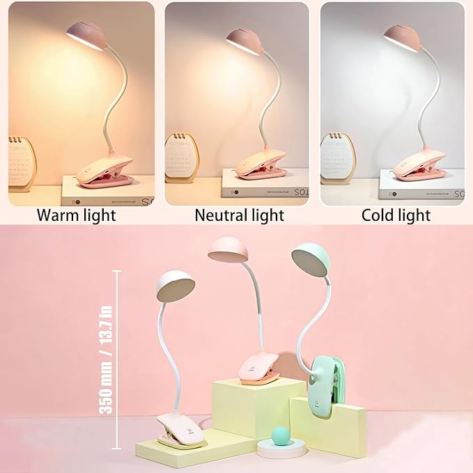 Clip Book Lamp, Foldable Eye Caring Rechargeable Reading Light, Suitable for Reading, Working & Studying (Green) - LeafyLoom