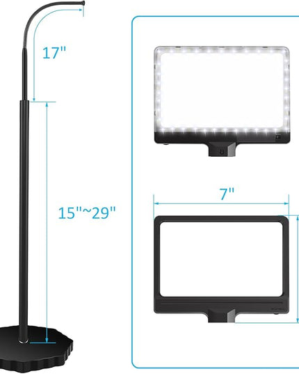 5X Magnifying Glass with Light and Stand, Adjustable Brightness Magnifying Floor Lamp, Gooseneck Arm Lighted Magnifier for Reading, Crafts and Close Work - LeafyLoom
