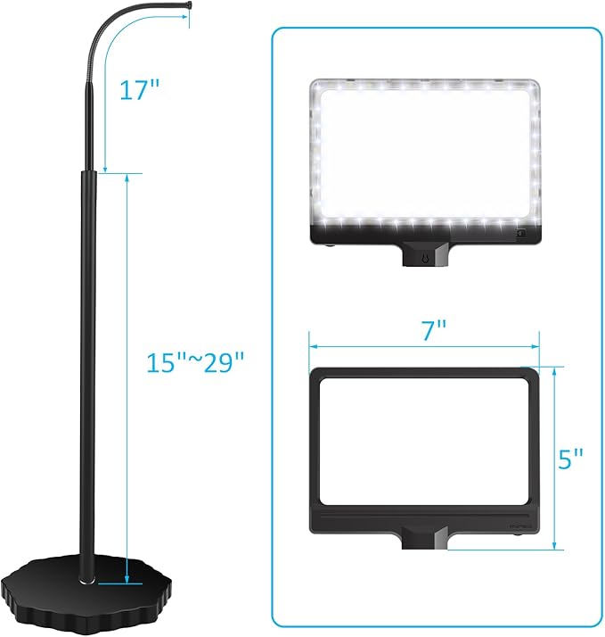 5X Magnifying Glass with Light and Stand, Adjustable Brightness Magnifying Floor Lamp, Gooseneck Arm Lighted Magnifier for Reading, Crafts and Close Work - LeafyLoom