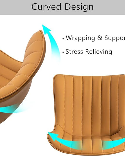 YOUNIKE Armless Office Chair with Wheels Swivel Desk Chair Upholstered Leather Computer Task Chair Height Adjustable Modern Rolling Chair with Backrest Tan - LeafyLoom