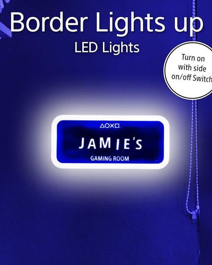 PlayStation Official Licensed Customizable LED Gaming Room Sign with Stickers, Gamer Gift Decor for Wall or Door by Paladone (Blue) - LeafyLoom