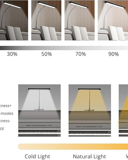 Piano Light, 16'' Head, 20'' Neck, Adjustable Height and Direction, Music Stand Light, LED Piano Lamp, 3 Color Modes, 10 Brightness Levels, Metal, Black - LeafyLoom