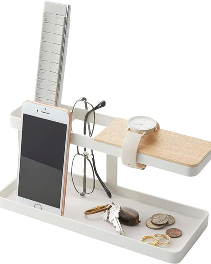 YAMAZAKI home 2299 Desk Bar-Wood & Steel Organizer, One Size, White - LeafyLoom