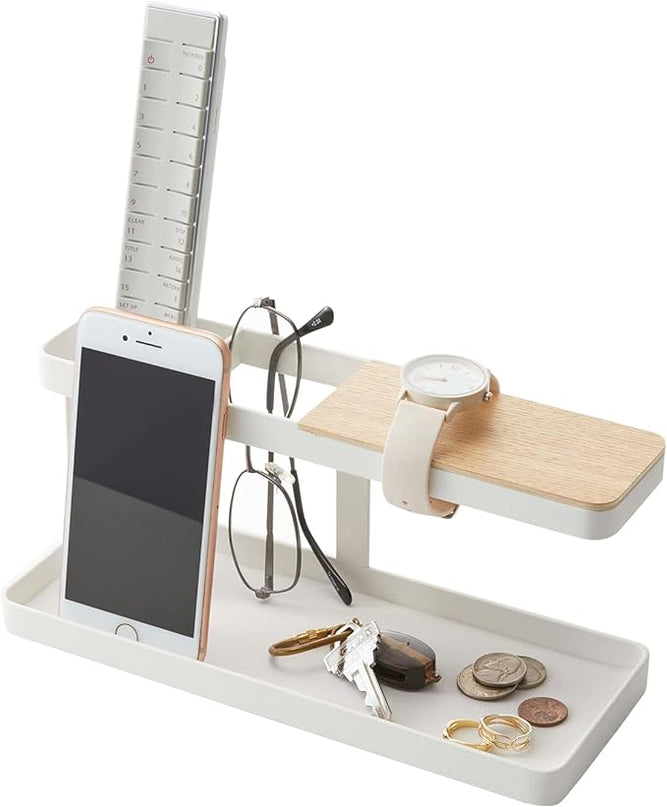 YAMAZAKI home 2299 Desk Bar-Wood & Steel Organizer, One Size, White - LeafyLoom