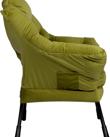 HollyHOME Modern Fabric Large Lazy Chair, Accent Oversized Comfy Reading Chair, Thick Padded Cozy Lounge Chair with Armrest, Steel Frame Leisure Sofa Chair for Living Room, Bedroom, Dorm, Army Green - LeafyLoom