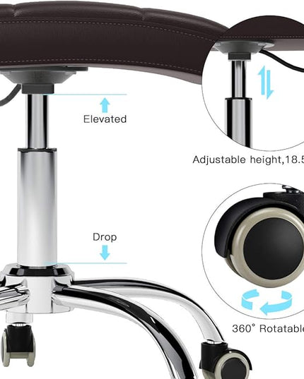 360° Office Desk Chair,PU Adjustable Rolling Task Chair with Backrest for Barber,Office,Home, Computer,360° Swivel,Armless (brown) - LeafyLoom