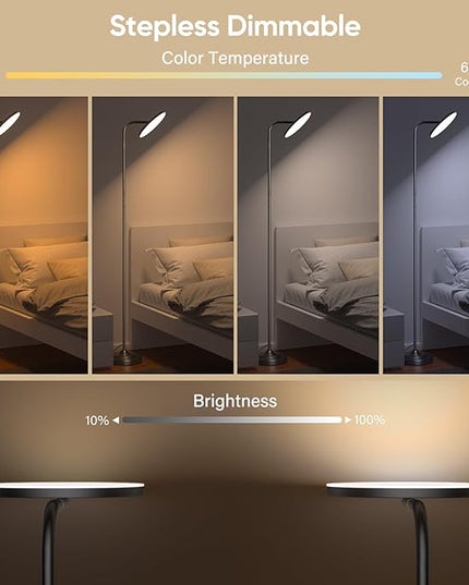 RGB Floor Lamp, 36W Bright LED Standing Lamp, Stepless Dimming Color Changing Torchiere Floor Lamps with Remote, 350°Rotating Modern Tall Floor Lamp for Living Room, Gaming Room - LeafyLoom
