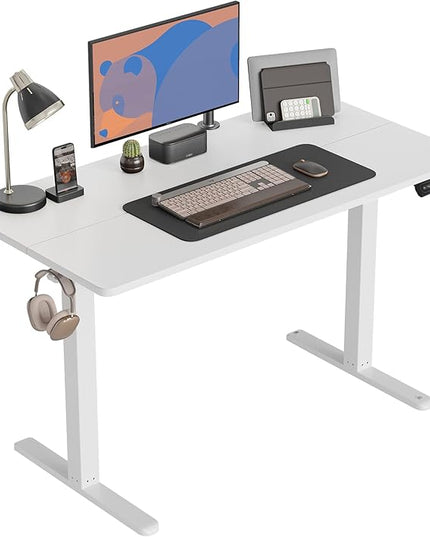 CubiCubi Electric Standing Desk, 40 x 24 Inches Height Adjustable Sit Stand Desk, Ergonomic Home Office Computer Workstation, Light Rustic Brown - LeafyLoom