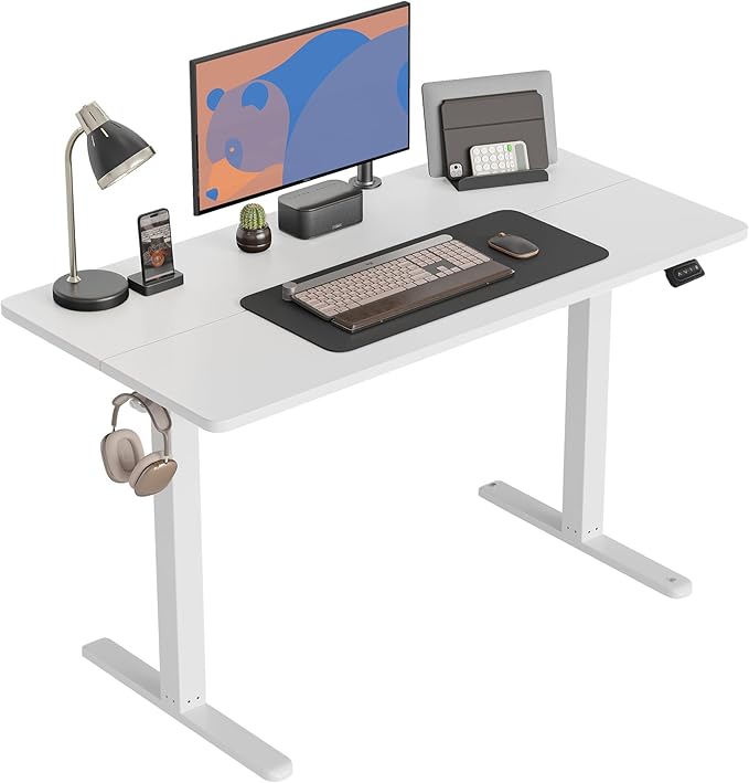 CubiCubi Electric Standing Desk, 40 x 24 Inches Height Adjustable Sit Stand Desk, Ergonomic Home Office Computer Workstation, Light Rustic Brown - LeafyLoom