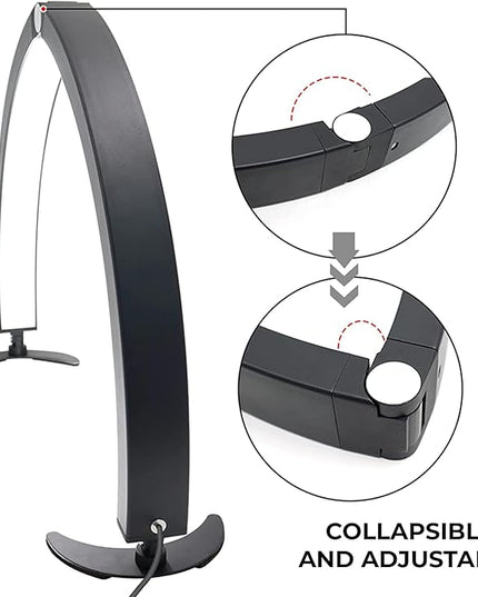 Adjustable Half Moon Light for Nail Desk, Professional LED Light Nail Lash Tech Lighting for Manicure, Pedicure, Tattoo, Lash Work, Manicure Light, Lash Light for Table (Black) - LeafyLoom