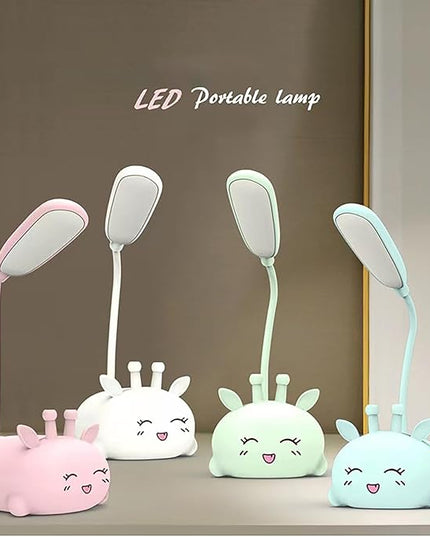 Cute Deer Lamp USB Rechargeable Reading Light,LED Desk Lamp for Kids, Portable LED Table Light, Flexible Gooseneck Eye-Care Cartoons Small Desk Lamp Girls Gifts (Pink) - LeafyLoom