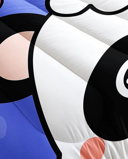 Datura home Panda Comforter Bedding Set for Boys Girls Kids Teens,Cartoon Panda Blue Heart Kawaii Animal Theme with 1 Comforter and 2 Pillowcases(Panda Twin) - LeafyLoom
