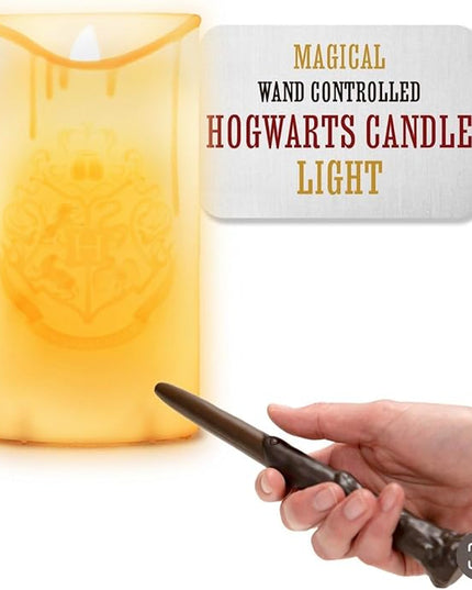 Paladone Hogwarts Crest Candle Light with Magical Wand Remote Control, Harry Potter Room Decor and Desk Accessories - LeafyLoom
