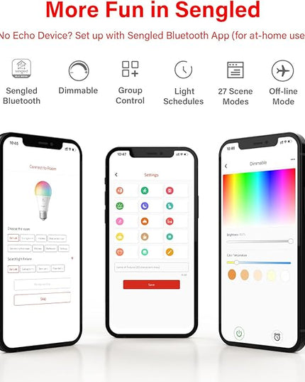 Sengled Smart Light Bulbs, Color Changing Alexa/Bluetooth Mesh, Dimmable LED Bulb A19 E26 Multicolor, High CRI, High Brightness, 8.7W 800LM, 1Pack Sengled