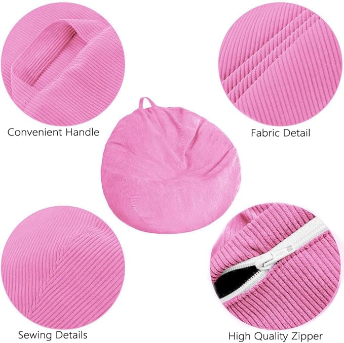 Kisoy Bean Bag Chair Cover (No Filler) Stuffed Animal Storage Bean Bag Cover Pets Dogs/Cats Lazy Beds. Washable Ultra Soft Corduroy Stuffed for Organizing Plush Toys or Textile, Sack Bean Bag - LeafyLoom