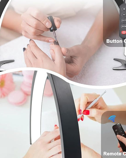 Half Moon Light for Nail Desk 29in 40W Foldable Led Moon Light with Wire Controller & Remote Infinitely Brightness Cool/Warm Tones - LeafyLoom
