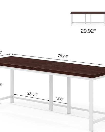 78.7 Inch Large Double Home Office Compuer Desk Two Person Study Table - LeafyLoom