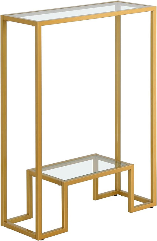 Henn&Hart 22" Wide Rectangular Console Table in Brass, Entryway Table, Accent Table for Living Room, Hallway - LeafyLoom