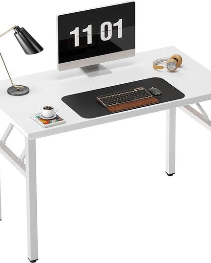 Need 39.4 inch Computer Desk for Small Space Small Folding Table Small Writing Desk Compact Desk Foldable Desk with BIFMA Certification, No Install Needed, White AC5-10060-DW - LeafyLoom