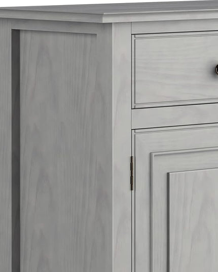 SIMPLIHOME Connaught Solid Wood 40 inch Wide Traditional Entryway Storage Cabinet in Fog Grey for The Living Room, Entryway and Family Room - LeafyLoom