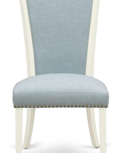 East West Furniture Norfolk 3 Piece Dining Room Set Contains a Rectangle Kitchen Table with Butterfly Leaf and 2 Baby Blue Linen Fabric Parson Chairs, 32x54 Inch, NFVE3-WHI-15 - LeafyLoom